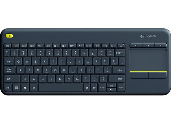 Logitech K400 Plus Wireless Touch With Easy Media Control & Built-in Touchpad HTPC Keyboard for PC-connected TV, Windows, Android, Chrome OS, Laptop, Tablet - Black